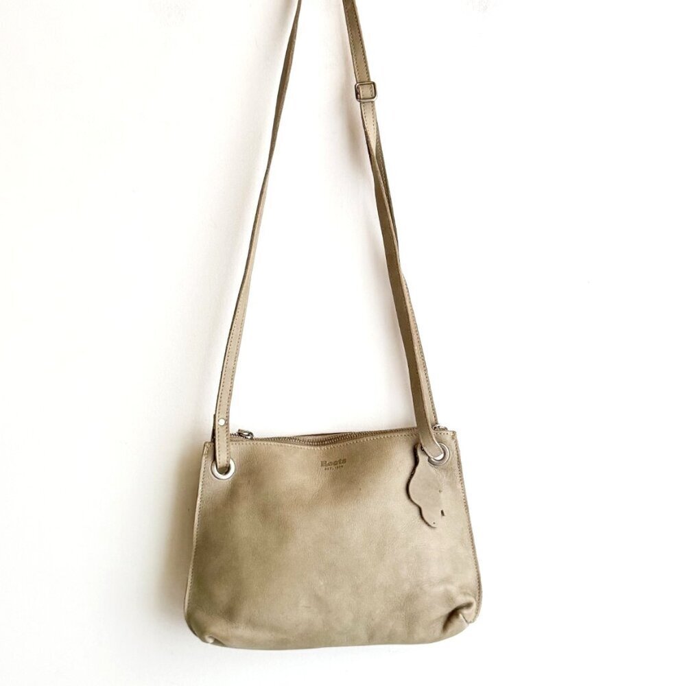 Roots Light Grey Beige Small Classic Crossbody Bag